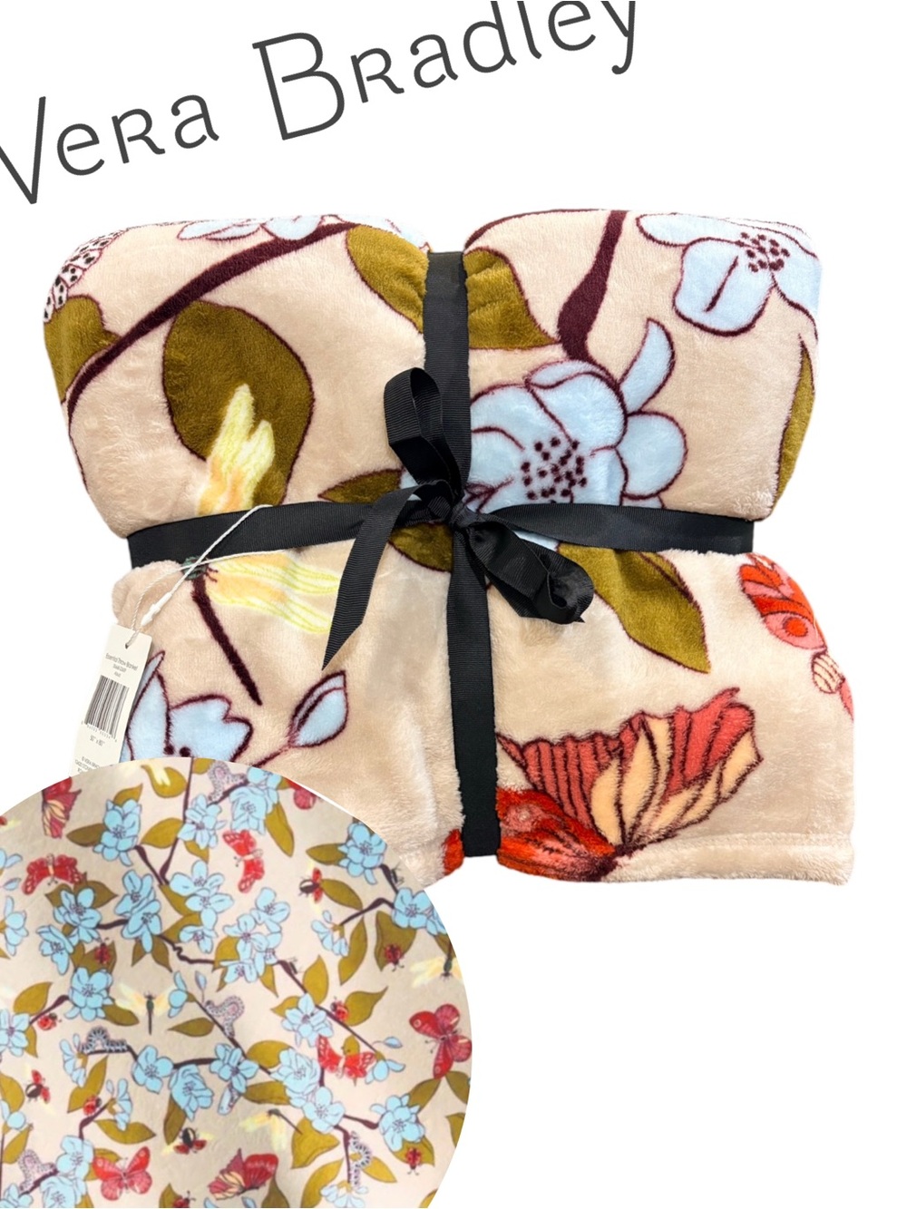 🌸 Vera Bradley NWT  50”x80 Throw Blanket Abuzz